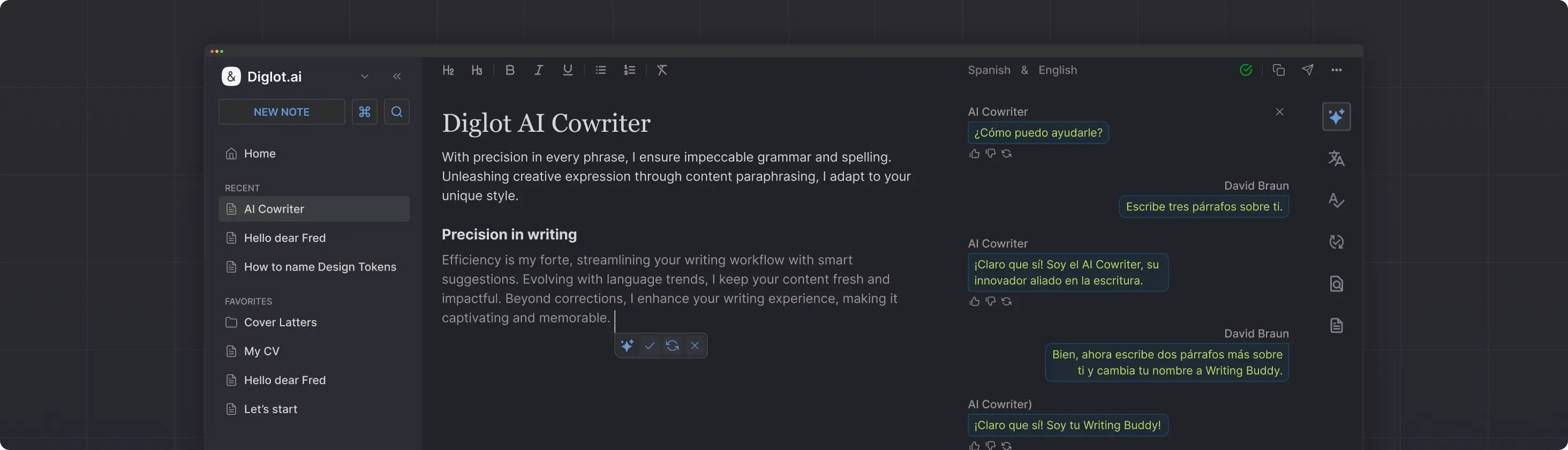 AI Writing Tool: Transformative Collaboration with Diglot Writing Assistant