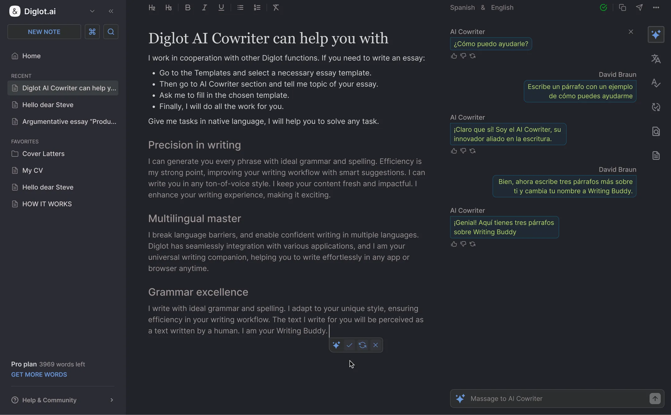 Draft, rewrite, and polish English in one workspace built for non-native speakers.