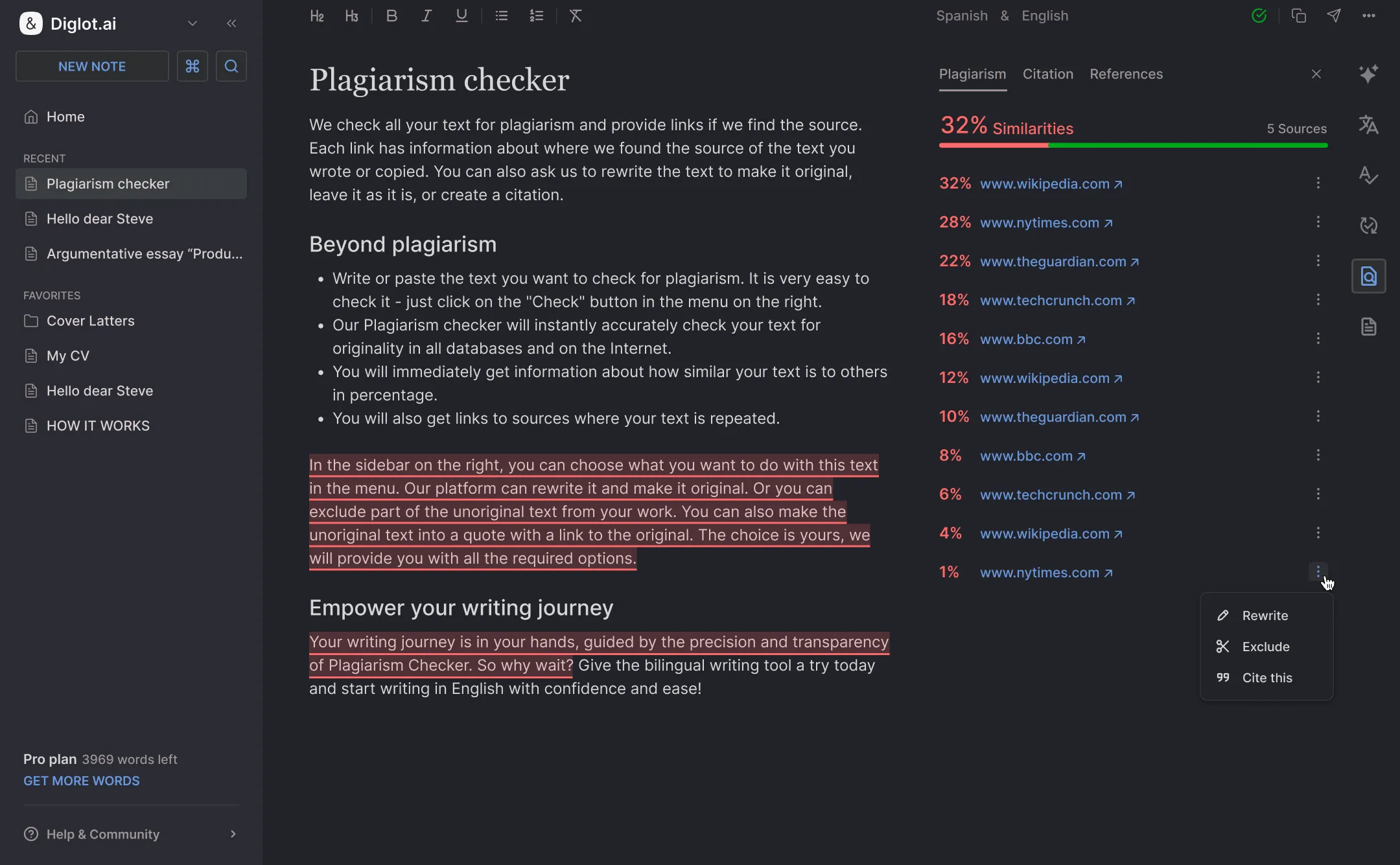 Review originality and fix flagged overlap before submission or publishing.
