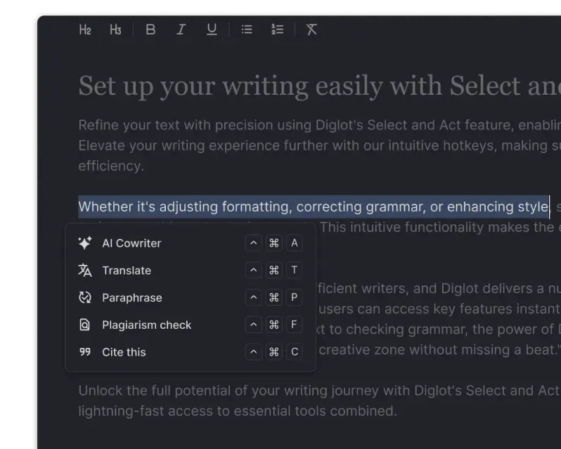 Diglot.ai Select and Act